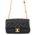 Chanel Chain Shoulder Bag CC Logo Mini Quilted Lambskin Black
