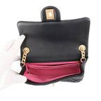 Chanel Chain Shoulder Bag CC Logo Mini Quilted Lambskin Black — view 5