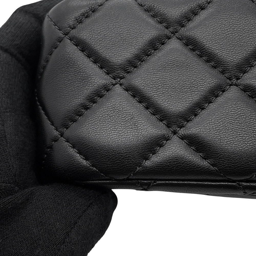 Chanel Chain Shoulder Bag CC Logo Mini Quilted Lambskin Black — view 7