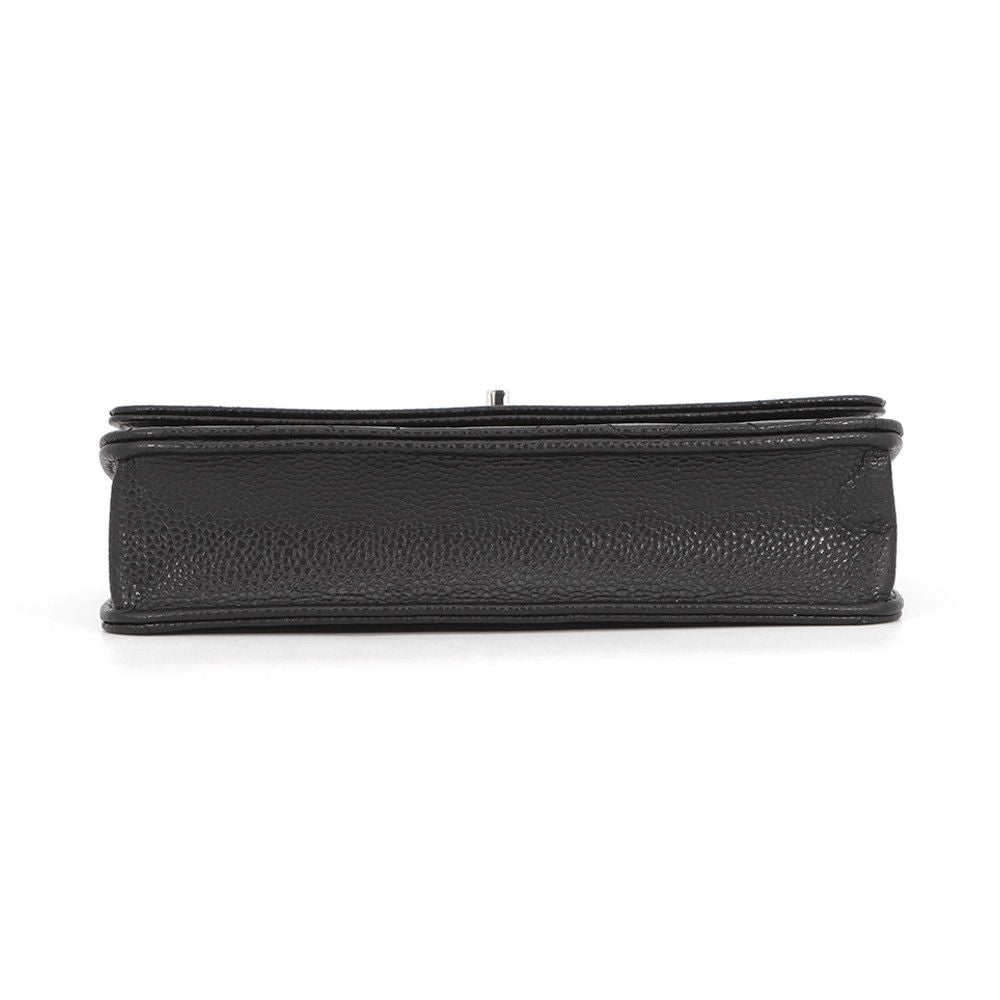 Chanel Chain Wallet Quilted CC Logo Caviar Leather Black Shoulder — view 3