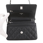 Chanel Chain Wallet Quilted CC Logo Caviar Leather Black Shoulder — view 5