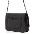 Chanel Chain Wallet Quilted CC Logo Caviar Leather Black Shoulder — view 2