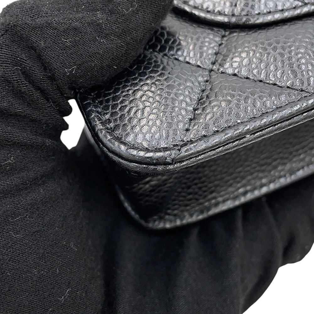 Chanel Chain Wallet Quilted CC Logo Caviar Leather Black Shoulder — view 7