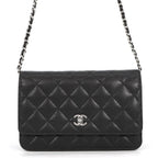 Chanel Chain Wallet Quilted CC Logo Caviar Leather Black Shoulder