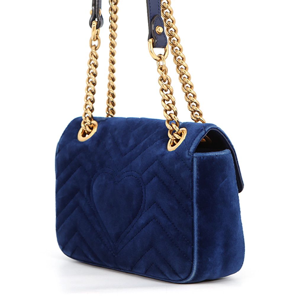 Gucci Chain Shoulder Bag GG Marmont Chez Blanc Velour Small — view 2