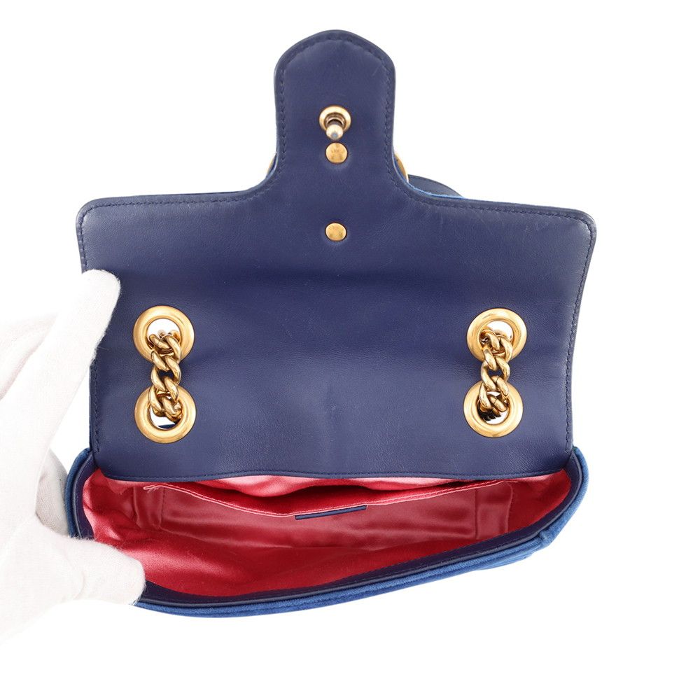 Gucci Chain Shoulder Bag GG Marmont Chez Blanc Velour Small — view 6