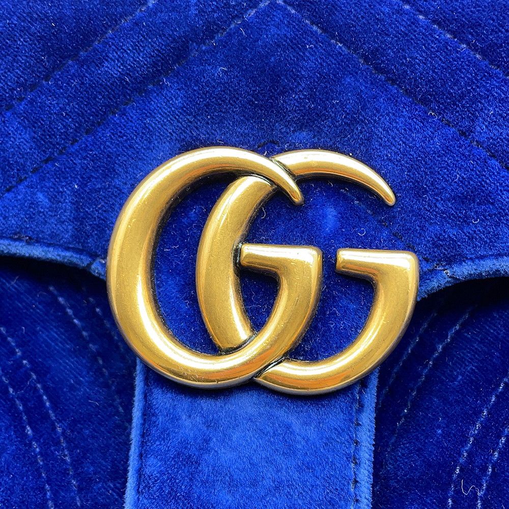 Gucci Chain Shoulder Bag GG Marmont Chez Blanc Velour Small — view 7