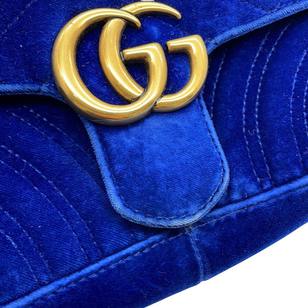 Gucci Chain Shoulder Bag GG Marmont Chez Blanc Velour Small — view 8