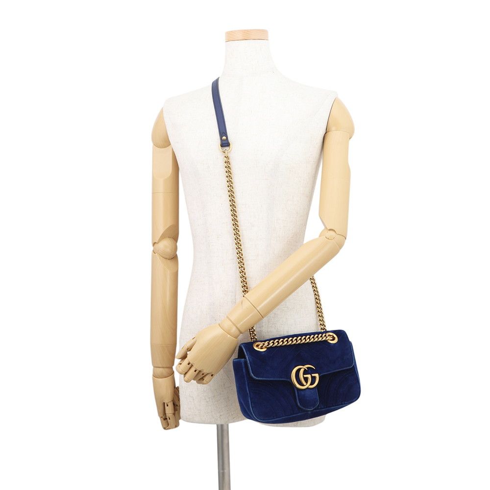 Gucci Chain Shoulder Bag GG Marmont Chez Blanc Velour Small — view 5