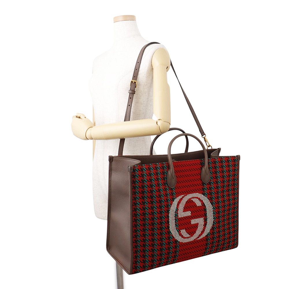 Gucci Tote Interlocking Houndstooth Canvas Leather 2-Way — view 5