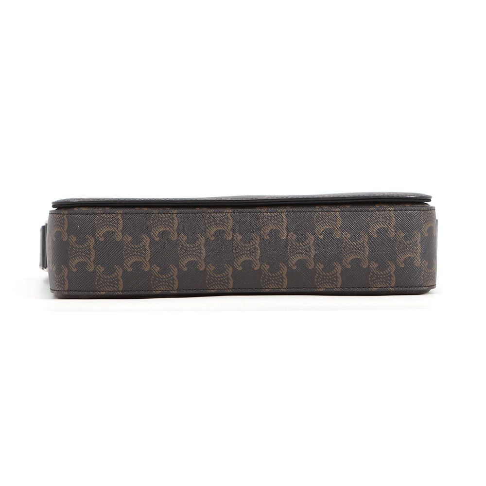 Celine Shoulder Bag Triomphe Flap Messenger Leather Black — view 3