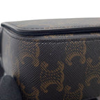 Celine Shoulder Bag Triomphe Flap Messenger Leather Black — view 6