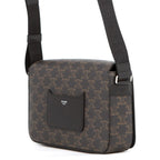 Celine Shoulder Bag Triomphe Flap Messenger Leather Black — view 2
