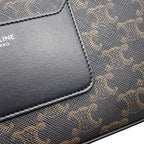 Celine Shoulder Bag Triomphe Flap Messenger Leather Black — view 7
