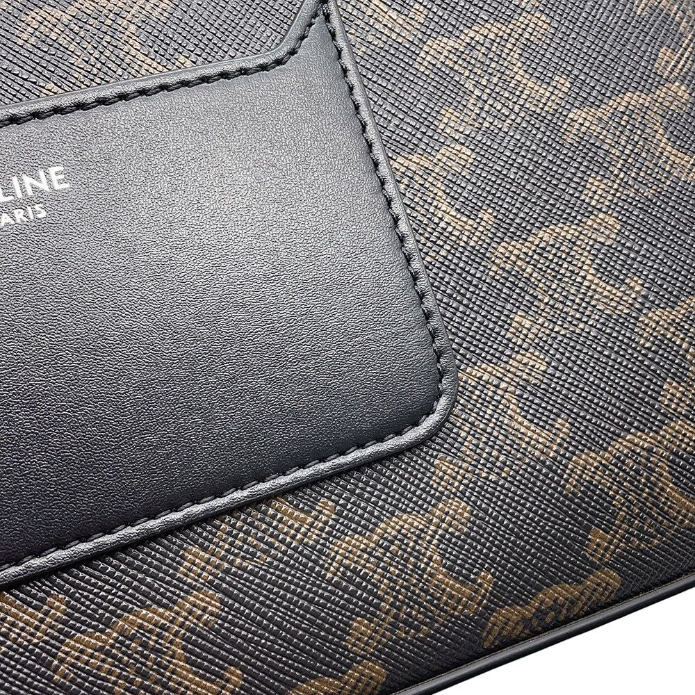 Celine Shoulder Bag Triomphe Flap Messenger Leather Black — view 7