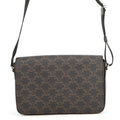 Celine Shoulder Bag Triomphe Flap Messenger Leather Black