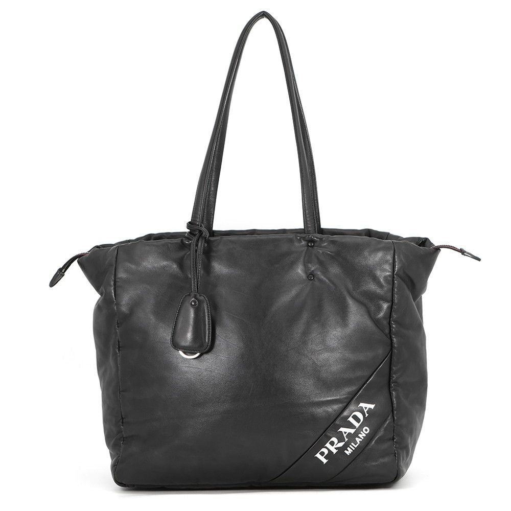 Prada Tote Logo Leather Black