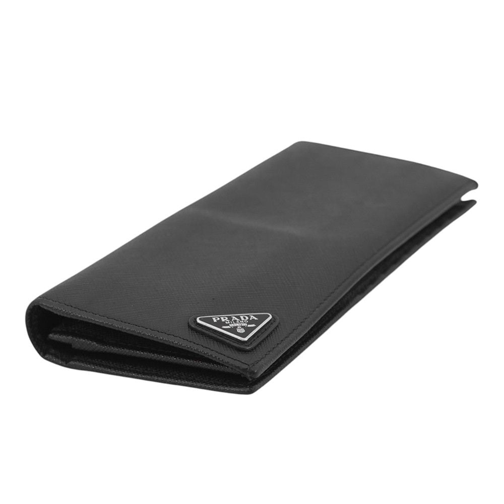 Prada Wallet Triangle Logo Saffiano Calf Leather Black — view 2