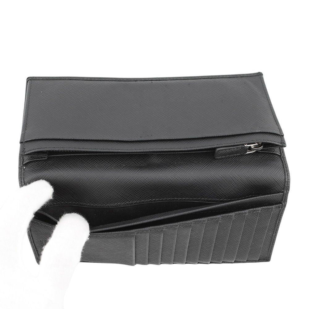 Prada Wallet Triangle Logo Saffiano Calf Leather Black — view 5