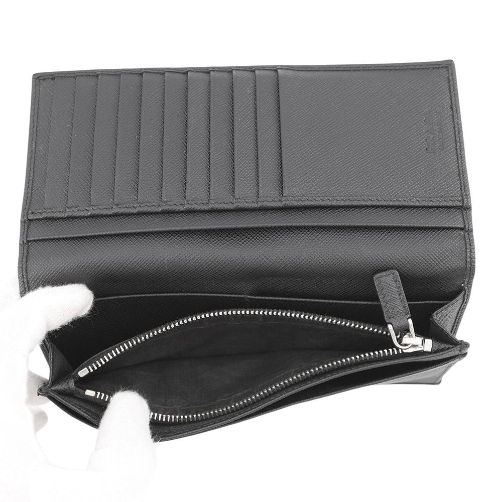 Prada Wallet Triangle Logo Saffiano Calf Leather Black — view 6