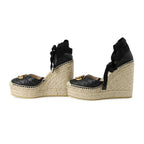 Gucci Sandals GG Marmont Lace Up Espadrilles Wedge Sole 34.5 Shoes Black — view 2