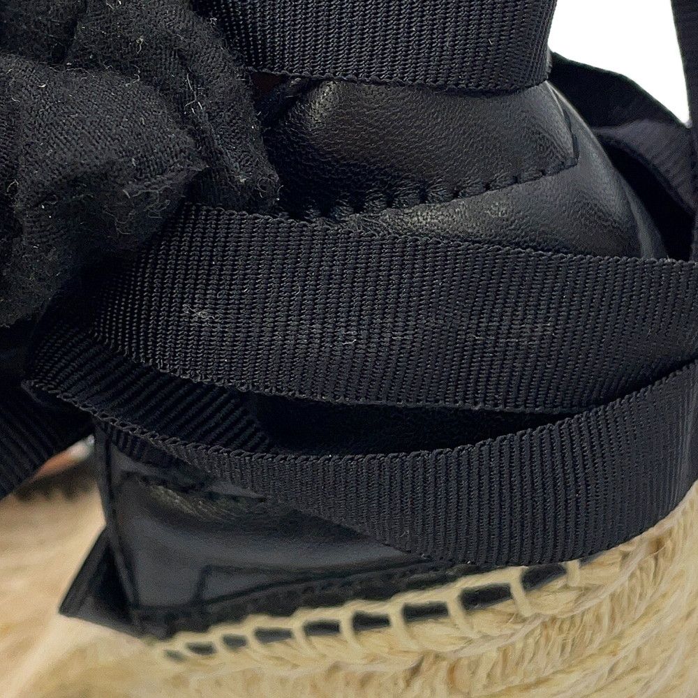 Gucci Sandals GG Marmont Lace Up Espadrilles Wedge Sole 34.5 Shoes Black — view 7