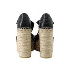 Gucci Sandals GG Marmont Lace Up Espadrilles Wedge Sole 34.5 Shoes Black — view 3