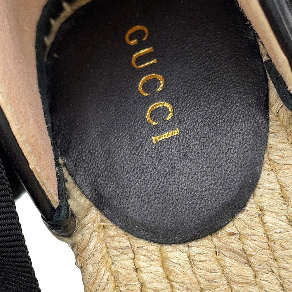 Gucci Sandals GG Marmont Lace Up Espadrilles Wedge Sole 34.5 Shoes Black — view 9