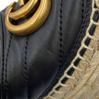Gucci Sandals GG Marmont Lace Up Espadrilles Wedge Sole 34.5 Shoes Black — view 5