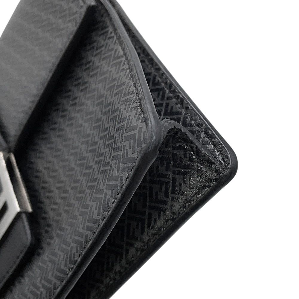 Fendi Shoulder Bag Flat Bucket Pochette Leather Black — view 7