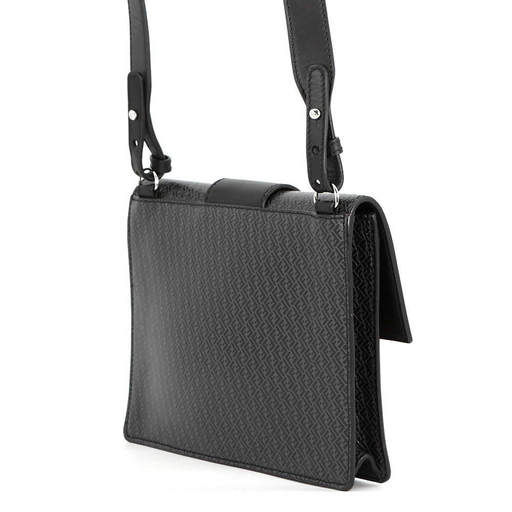 Fendi Shoulder Bag Flat Bucket Pochette Leather Black — view 2