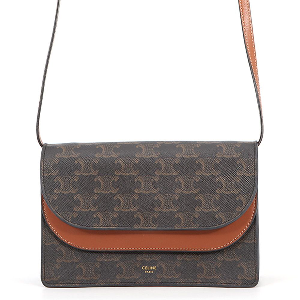 Celine Shoulder Wallet Triomphe Flap Leather