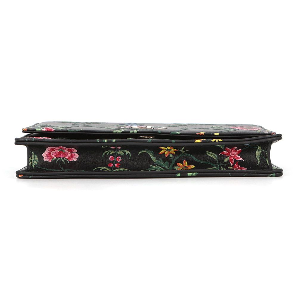 Dior Dio le Chain Wallet Caro Flower Print Leather Obqj Black Shoulder — view 3