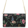 Dior Dio le Chain Wallet Caro Flower Print Leather Obqj Black Shoulder