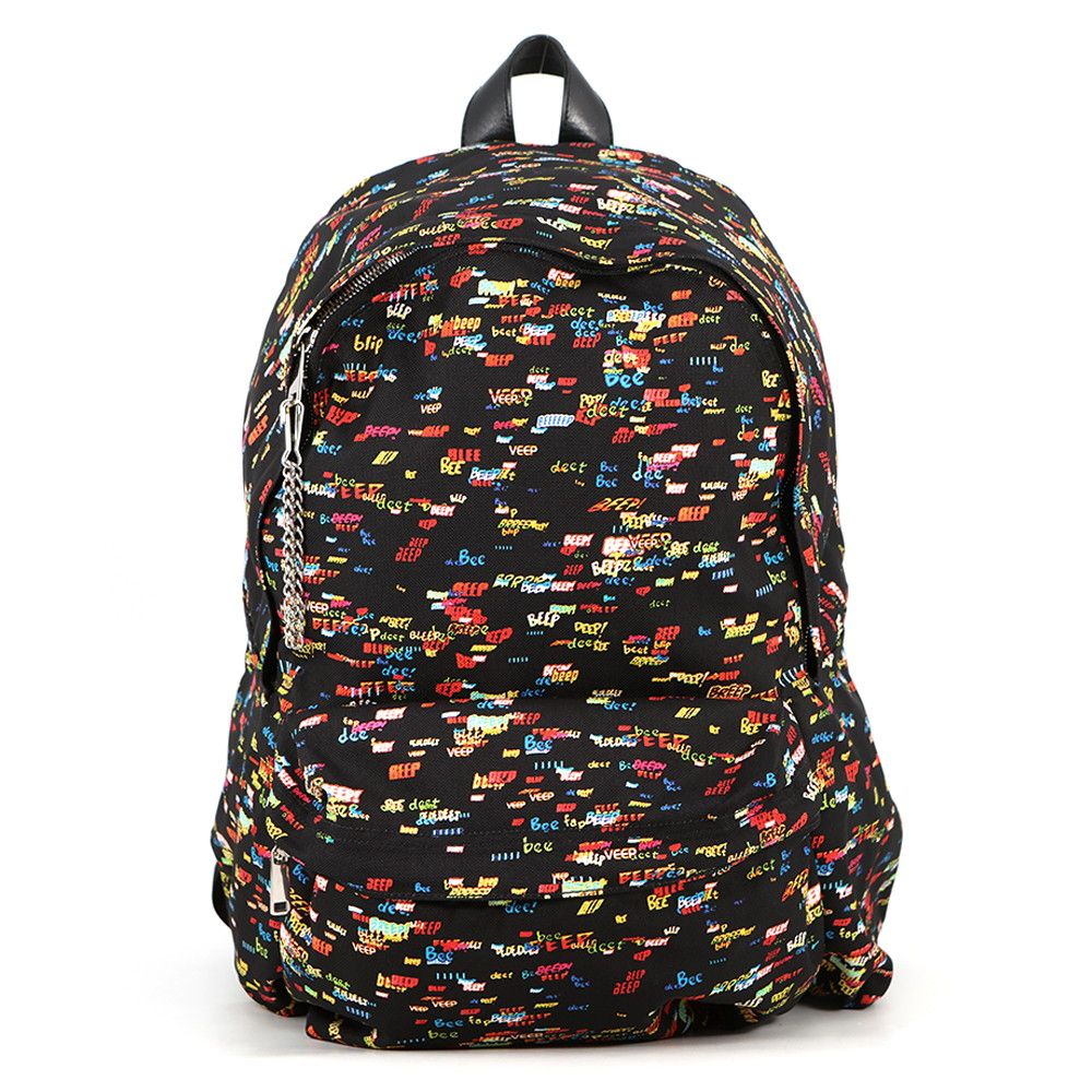 Celine Backpack Christian Marc Cles Collaboration Print Canvas Leather Black