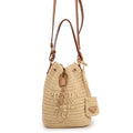 Prada Bucket Bag Logo Raffia Leather 3way