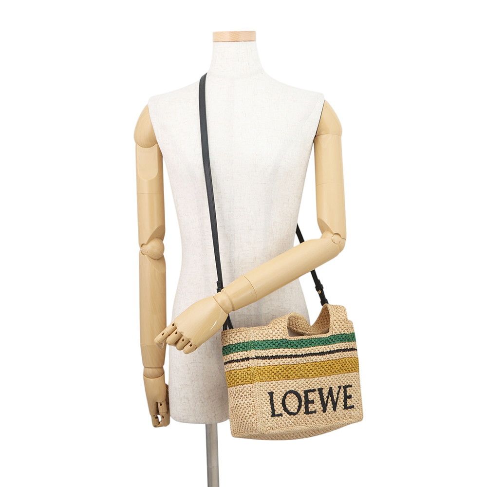 Loewe Tote Font Small Raffia Leather 2-Way Shoulder Bag Basket — view 5
