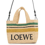 Loewe Tote Font Small Raffia Leather 2-Way Shoulder Bag Basket