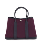 Hermes Tote Garden Party TPM Cassis Blue Nui Silver Toile Office Negonda