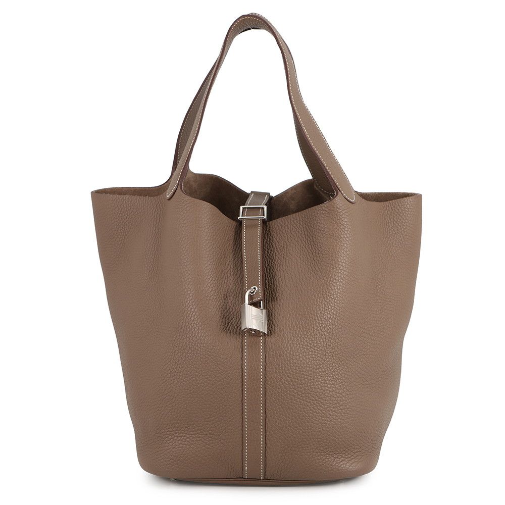Hermes Handbag Picotin Lock GM Etoupe Silver Taurillon Clemence