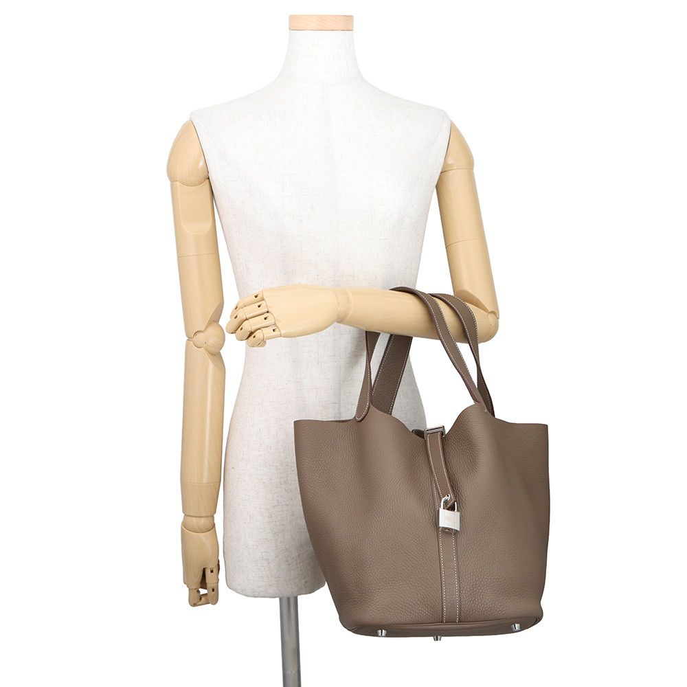 Hermes Handbag Picotin Lock GM Etoupe Silver Taurillon Clemence — view 4