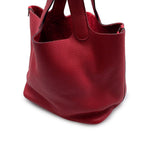 Hermes Handbag Picotin Lock MM Rouge Casac Silver Taurillon Clemence — view 6