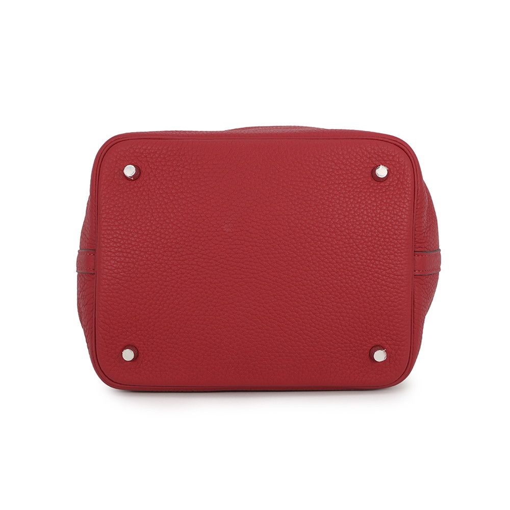 Hermes Handbag Picotin Lock MM Rouge Casac Silver Taurillon Clemence — view 3