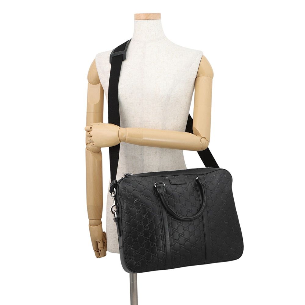 Gucci Shoulder Bag Briefcase GG Guccissima Leather Business 2-Way Black — view 5