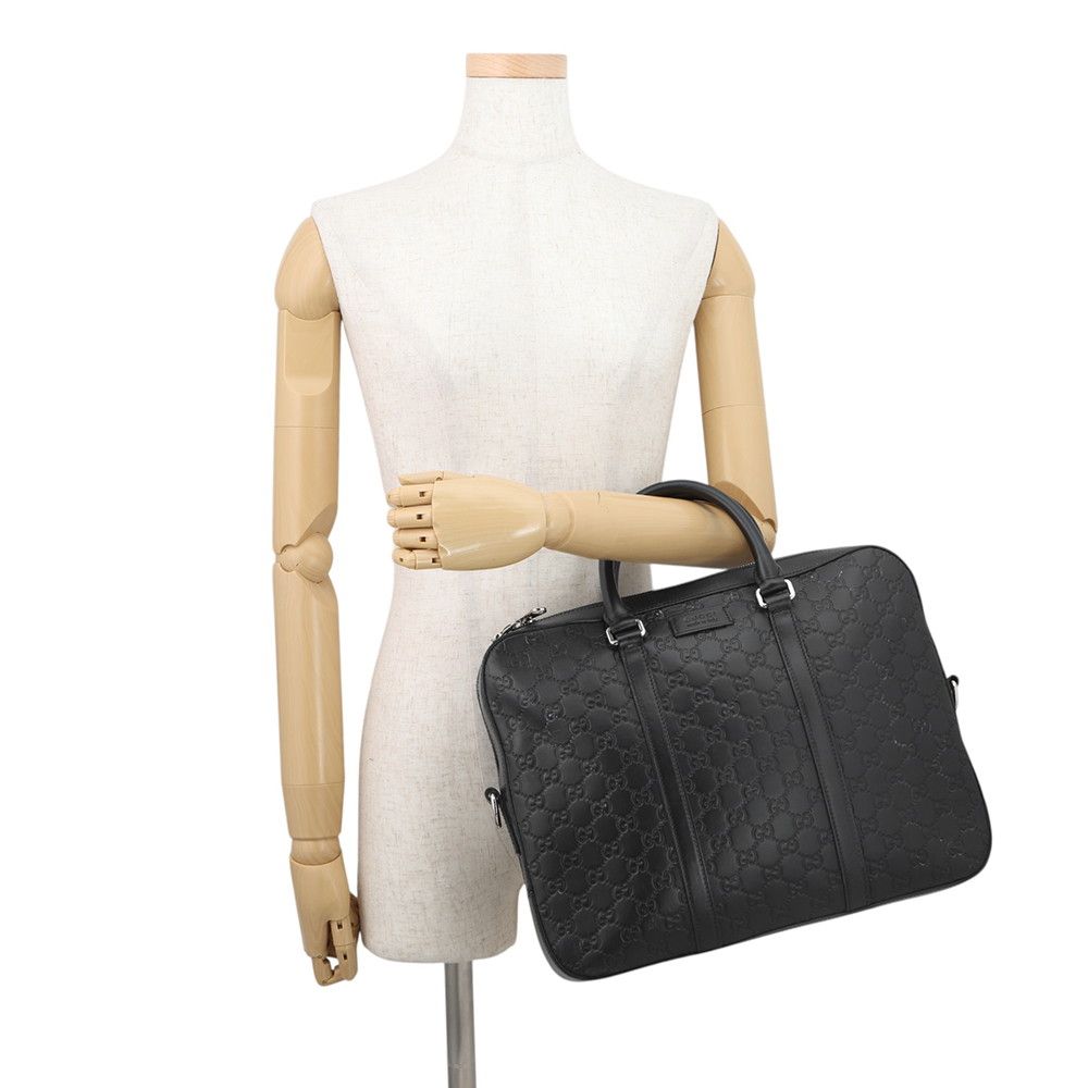 Gucci Shoulder Bag Briefcase GG Guccissima Leather Business 2-Way Black — view 4