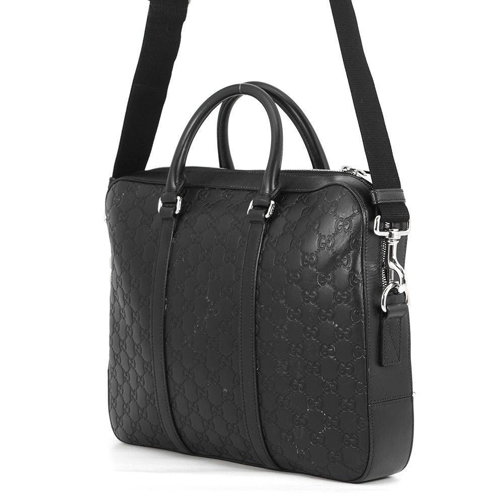 Gucci Shoulder Bag Briefcase GG Guccissima Leather Business 2-Way Black — view 2