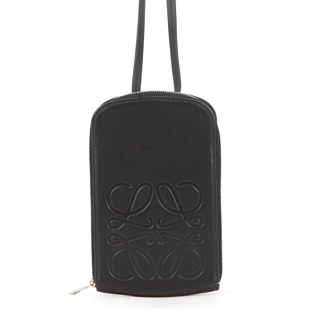Loewe Shoulder Bag Anagram Multi Functional Case Smooth Calf Leather Black
