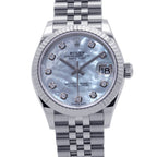 Rolex Datejust 31 SS 18k White Gold Diamond Watch Mother of Pearl Dial