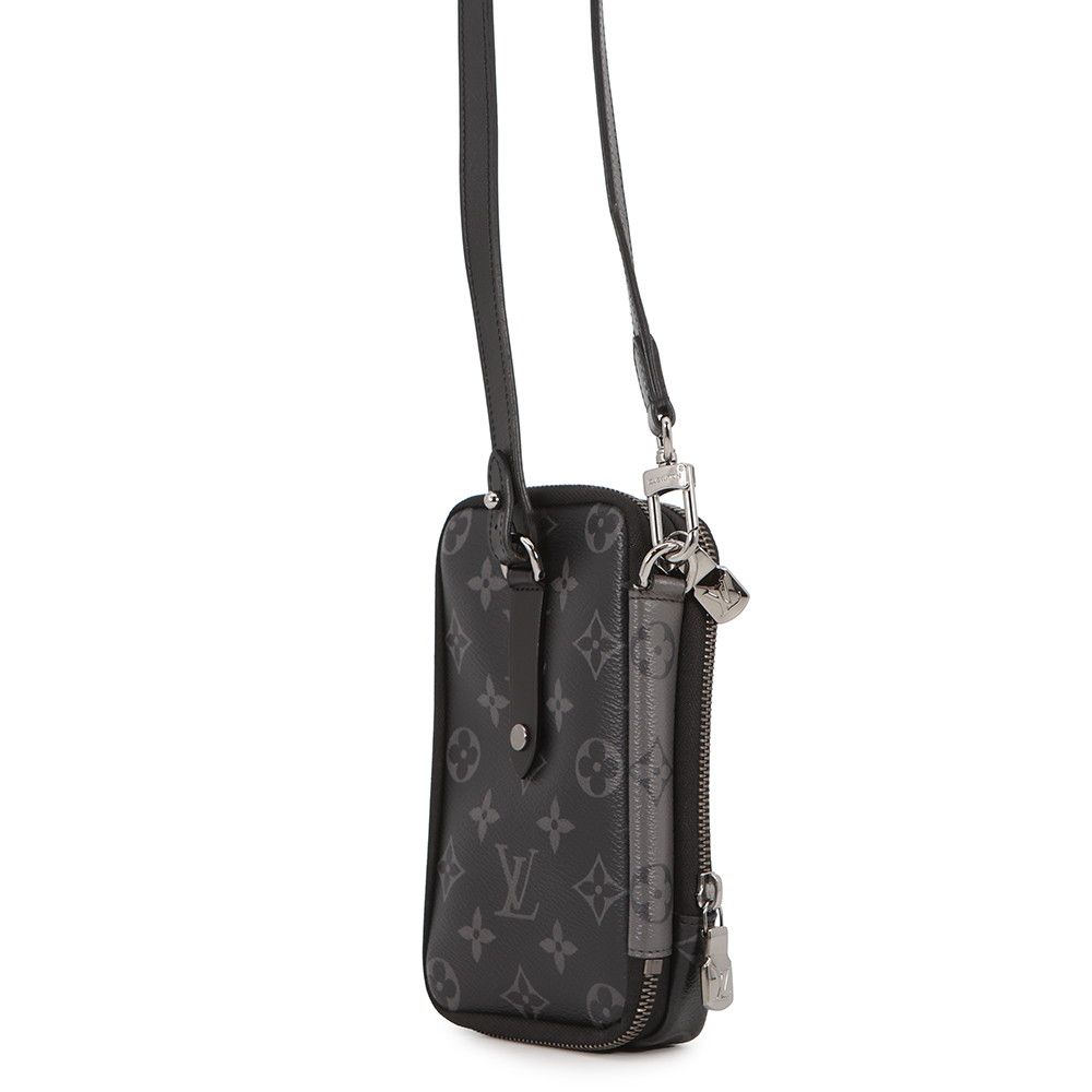 Louis Vuitton Shoulder Bag Monogram Eclipse Reverse Double Phone Pouch Black — view 2