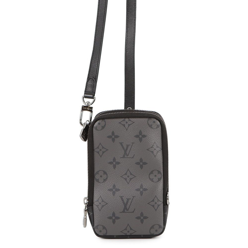 Louis Vuitton Shoulder Bag Monogram Eclipse Reverse Double Phone Pouch Black